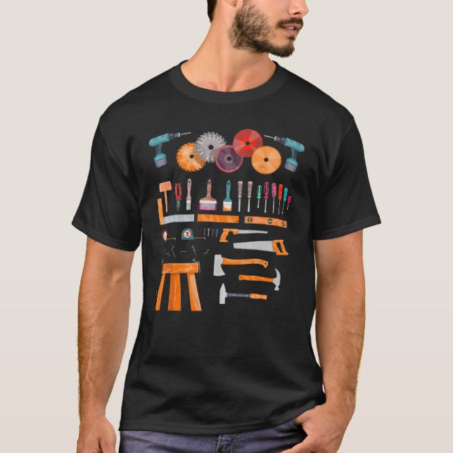 T-shirt Carpenter Tee Mechanic Hand Power Tool Saw Handyma (Devant)