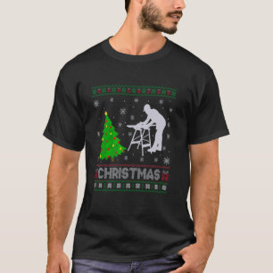 T-shirt Carpenter Xmas Arbre Éclairage de Noël laid Sweate