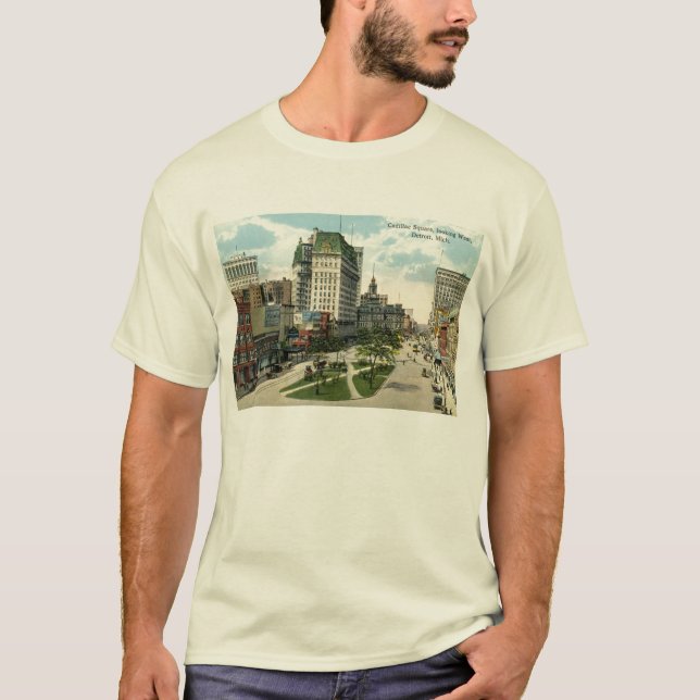 T-shirt Carré de Cadillac, Detroit Michigan, cru 1915 (Devant)