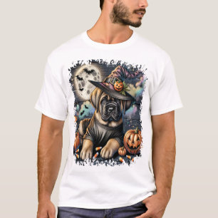 T-shirt Carré d'Halloween de chien Mastiff