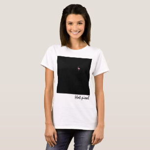 T-shirt Carré noir avec flamant hot pixel drôle