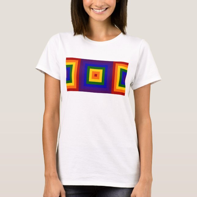 T-shirt Carré Rainbow géométrique (Devant)
