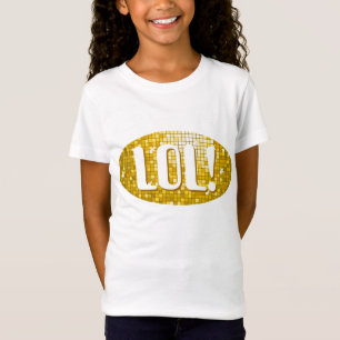 T-Shirt Carreaux de disco "Or" 'LOL!' filles ajustées blan