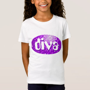 T-Shirt Carreaux de disco Pourpre 'diva filles ajustées bl
