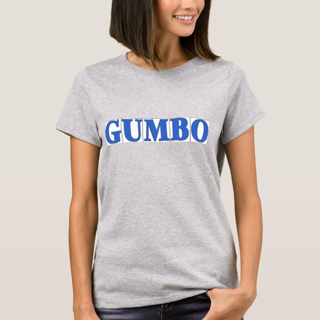 T-shirt Carreaux de lettre bleue, GUMBO (Devant)