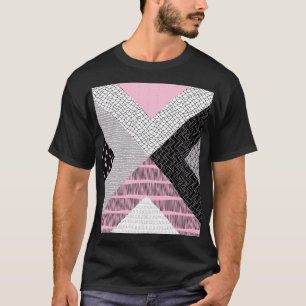 T-shirt Carreaux de patchwork, motif de dessin main libre.