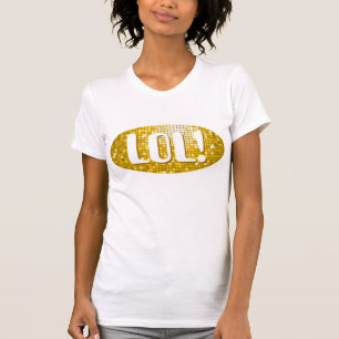 T-shirt Carreaux Disco "Or" 'LOL!' dames petite white