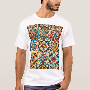 T-shirt Carreaux vintages colorés Motif