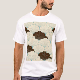 T-shirt Carrelage en feuillage bleu style japonais