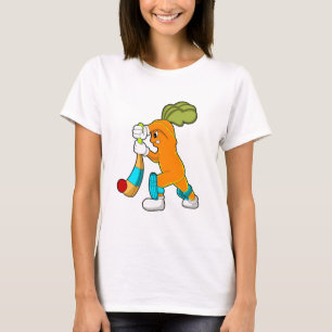 T-shirt Carrot at cricket with cricket bat