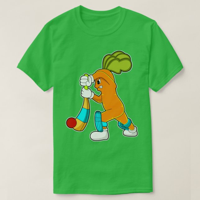 T-shirt Carrot at cricket with cricket bat (Design devant)