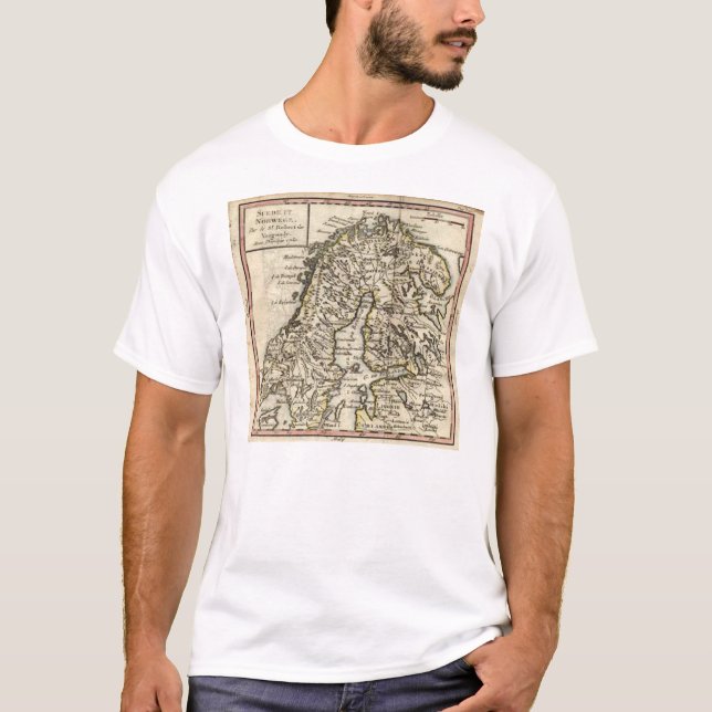 T-shirt Carte 1750 de la Scandinavie (Devant)