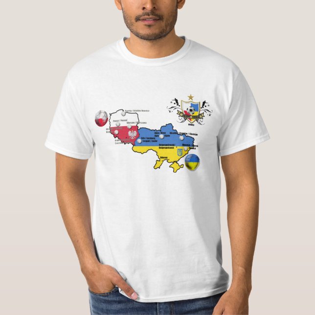 T-shirt Carte 2012 de pays de drapeau du football d'euro (Devant)