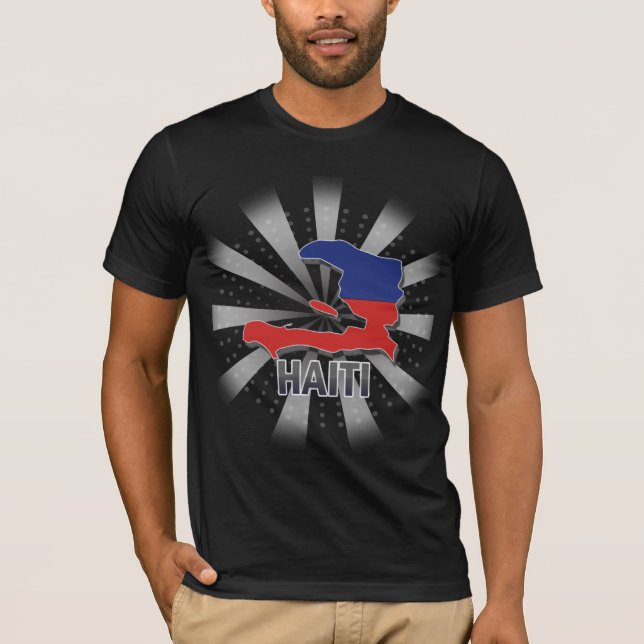 T-shirt Carte 2,0 de drapeau du Haïti (Devant)