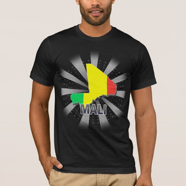 T-shirt Carte 2,0 de drapeau du Mali (Devant)