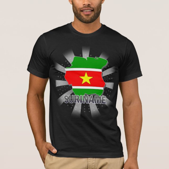 T-shirt Carte 2,0 de drapeau du Surinam (Devant)