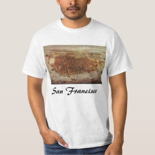 T-shirt Carte aérienne antique, ville de San Francisco, Ca