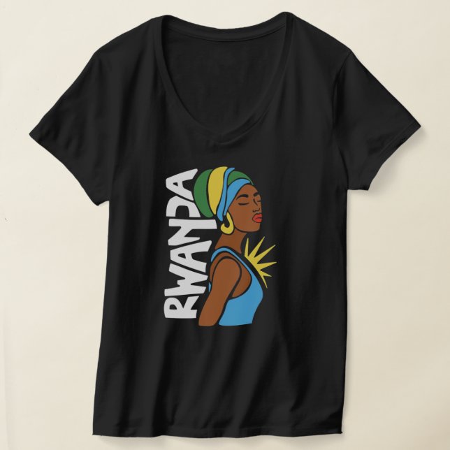 T-shirt Carte Afrique du drapeau rwandais (Poser)
