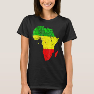 T-shirt Carte Afrique Reggae Rasta Vert Jaune Rouge Afriqu