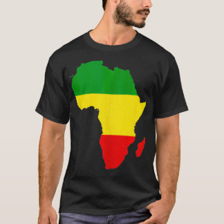 T-shirt Carte Afrique Rouge Jaune Vert Reggae Rasta Cadeau