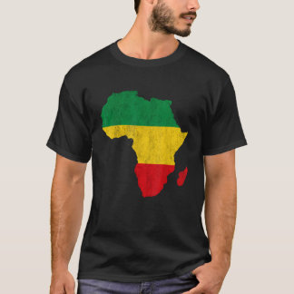 T-shirt Carte Afrique Vert Jaune Rouge Afrique fierté Regg