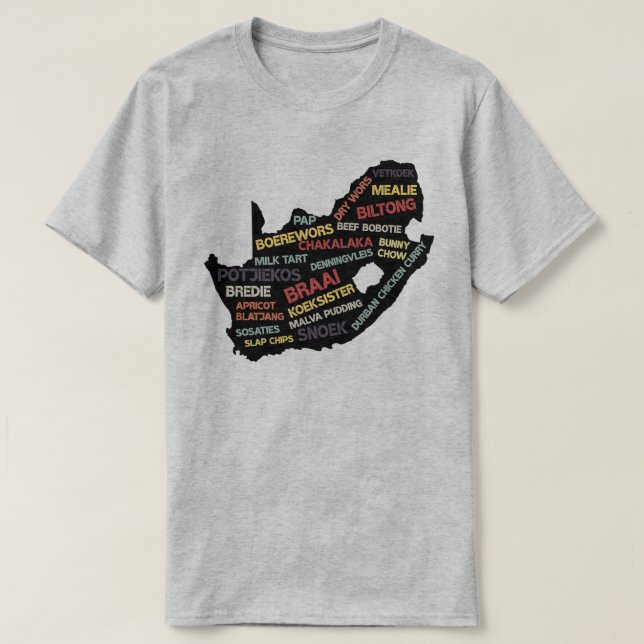 T-shirt Carte alimentaire classique de l'Afrique du Sud (Design devant)