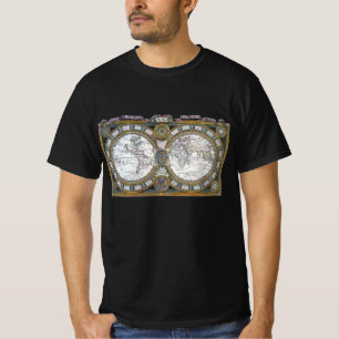 T-shirt Carte ancienne du monde par Claude Auguste Berey