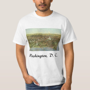 T-shirt Carte antique avec vue panoramique sur Washington 