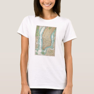 T-shirt Carte antique de Lower Manhattan et de Central