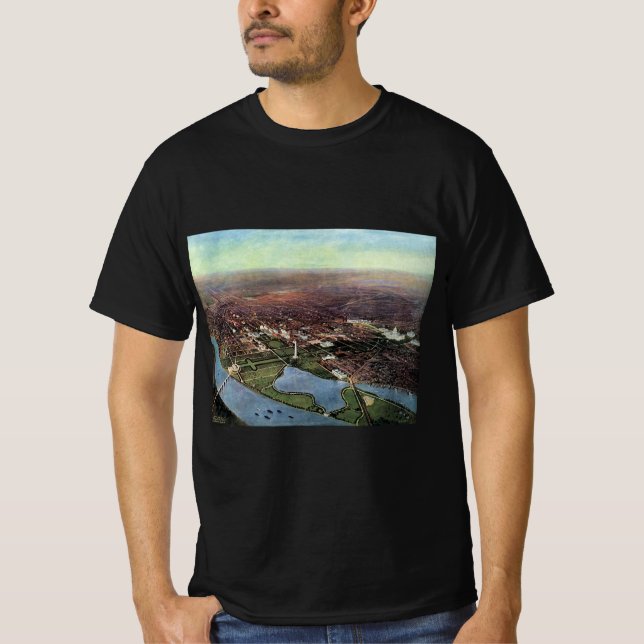 T-shirt Carte antique de Washington DC et de la rivière Po (Devant)