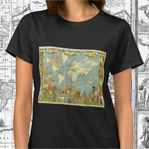 T-shirt Carte antique du monde de l'Empire britannique, 18