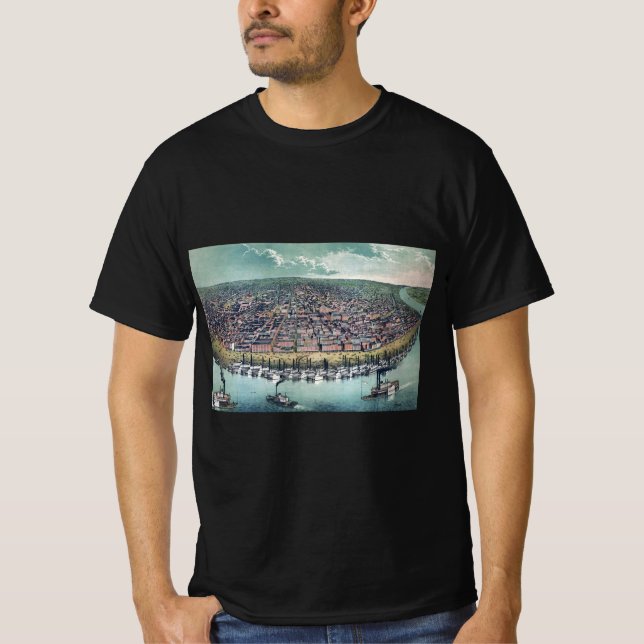 T-shirt Carte antique Saint Louis Missouri Mississippi (Devant)