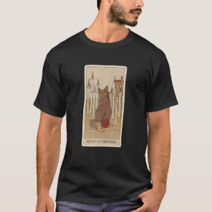 T-shirt Carte Arot Huit D'Épées Et Chat Graphique Cosmique