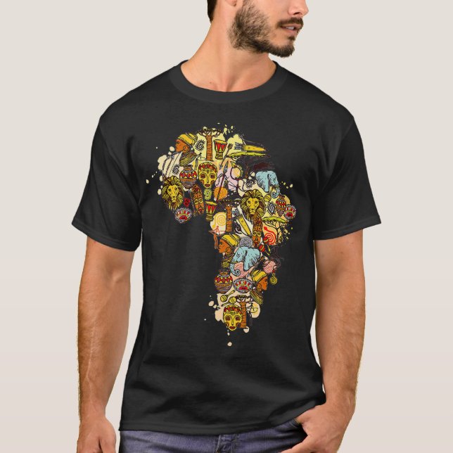 T-shirt Carte artistique africaine noir histoire mois Afri (Devant)