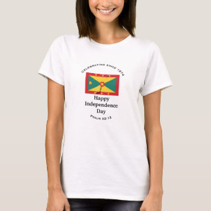 T-shirt Carte BLANC du drapeau de l'INDÉPENDANCE GRENADA
