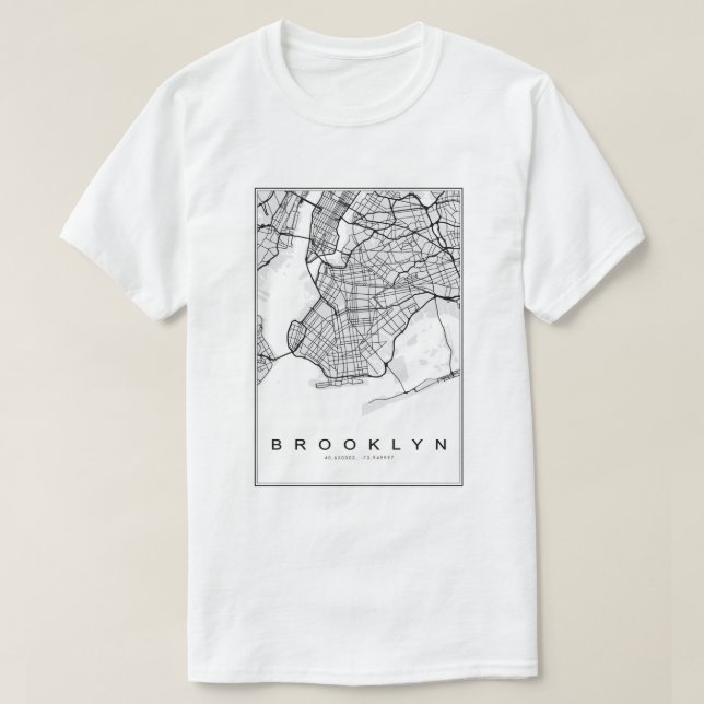 T-shirt Carte Brooklyn Illustration (Design devant)