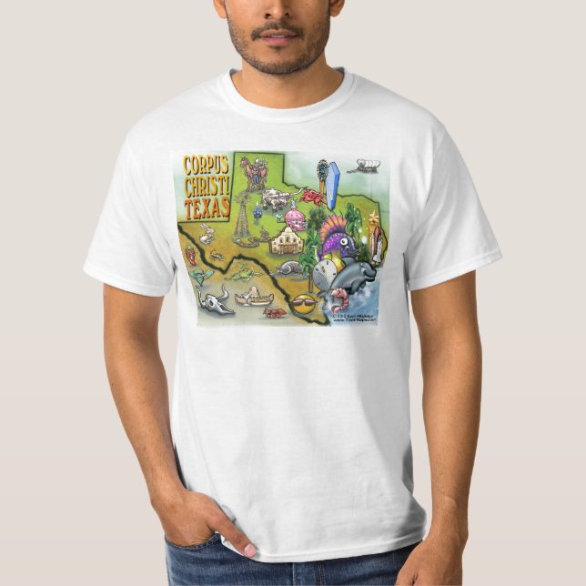 T-shirt Carte Carton de Corpus Christi Tx (Devant)