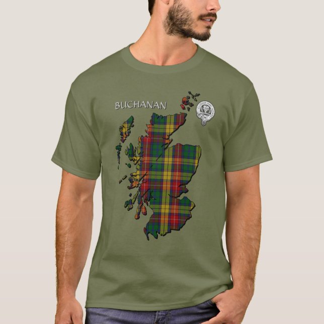 T-shirt Carte Clan Buchanan Crest & Tartan (Devant)