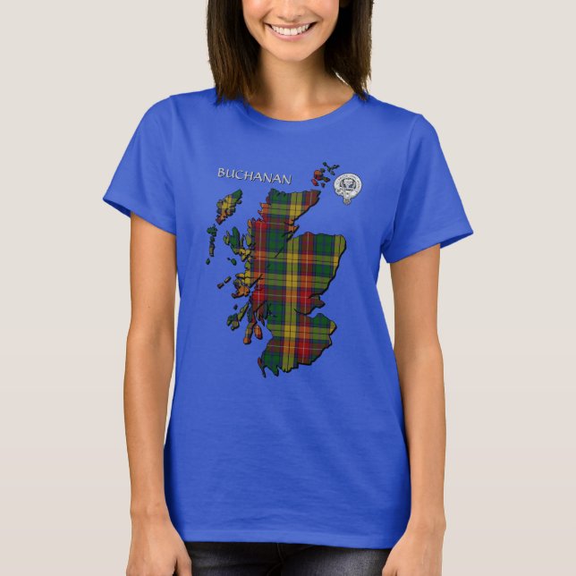 T-shirt Carte Clan Buchanan Crest & Tartan (Devant)