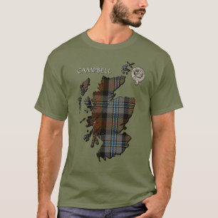 T-shirt Carte Clan Campbell Crest & Hunting Tartan