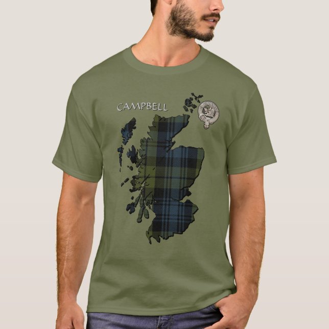 T-shirt Carte Clan Campbell Crest & Tartan (Devant)