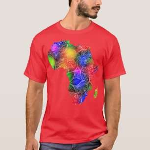 T-shirt Carte colorée de l'art mandala de l'Afrique avec t
