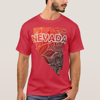 T-shirt Carte colorée de l'art mandala du Nevada avec text