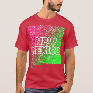 T-shirt Carte colorée de l'art mandala du Nouveau-Mexique