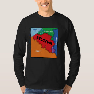 T-shirt Carte colorée simplifiée Belgique, nombre voisin
