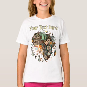 T-shirt Carte d'Afrique Éléments Tribaux Décoratifs Motif