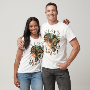 T-shirt Carte d'Afrique Motif Éléments Tribaux Décoratifs
