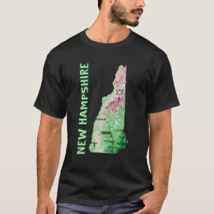 T-shirt Carte d'altitude de l'État du New Hampshire  Grand