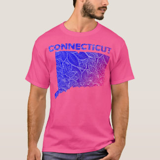 T-shirt Carte d'art de mandala colorée du Connecticut avec
