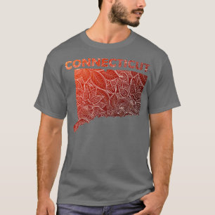 T-shirt Carte d'art de mandala colorée du Connecticut avec